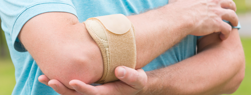 An elbow brace can alleviate pain caused by Golfer's Elbow